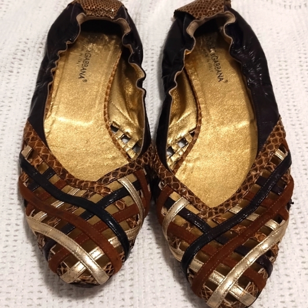Dolce and Gabbana Snakeskin Flats